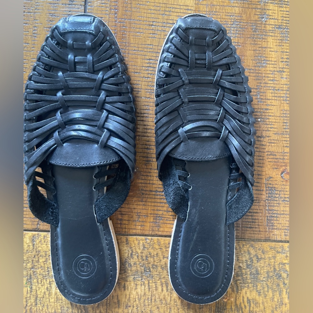 Urban Outfitters Black Woven Mules
